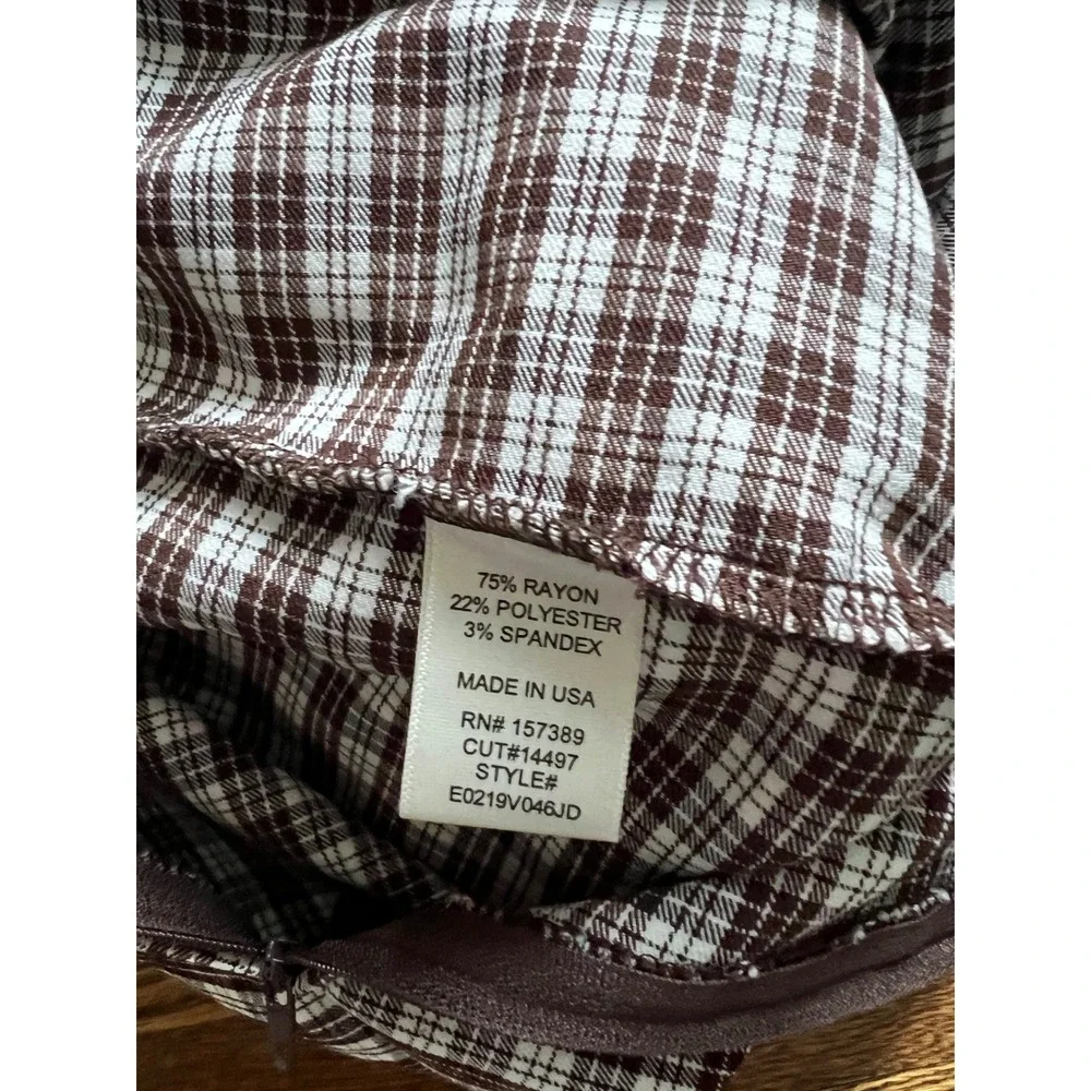Altar'd State Plaid Skort Romper Brown White Square Neck Spaghetti Strap Medium